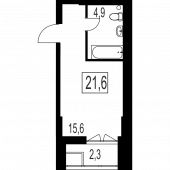 1-комнатная квартира 21,6 м²