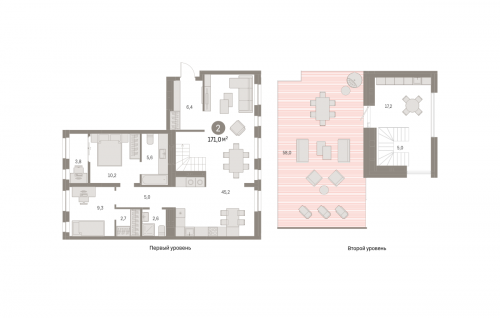 2-комнатная, 170.98 м²