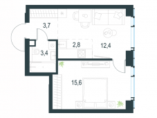 2-комнатная квартира 37,9 м²
