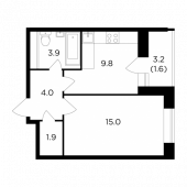 1-комнатная квартира 36,2 м²