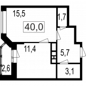 2-комнатная квартира 37,4 м²