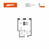 1-комнатная квартира 28,2 м²