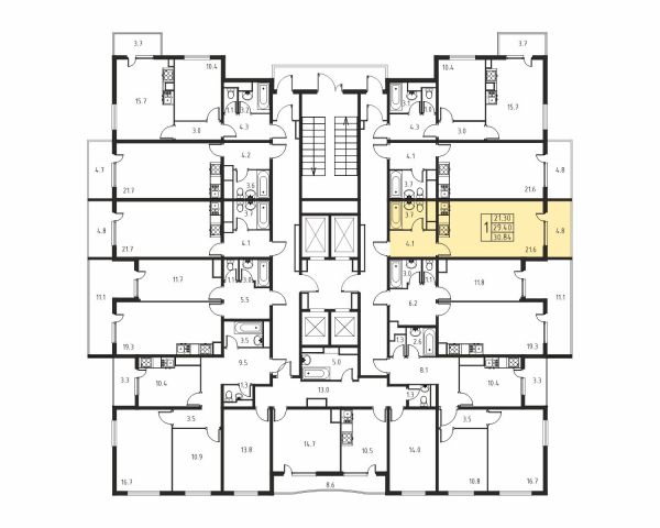 1-комнатная, квартира, 29.4 м²