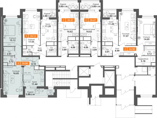 2 комнаты до 59.88