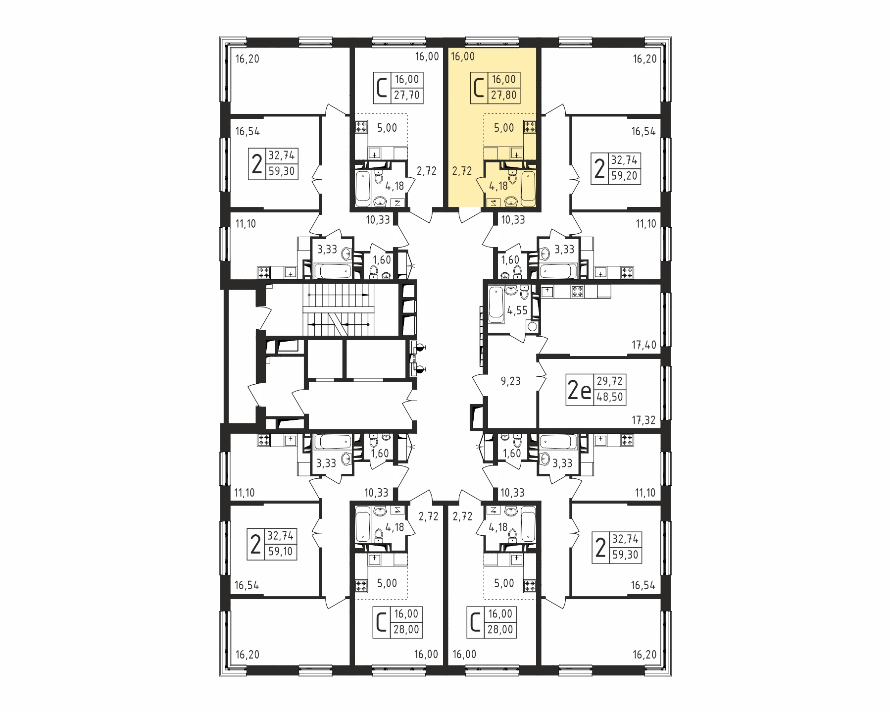 Квартира-студия №138, 27,8 м² за 5,17 млн руб. в ЖК «Серебро» - планировка
