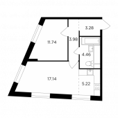 2-комнатная квартира 45,82 м²