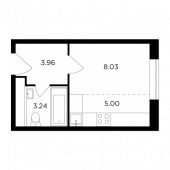 1-комнатная квартира 20,23 м²