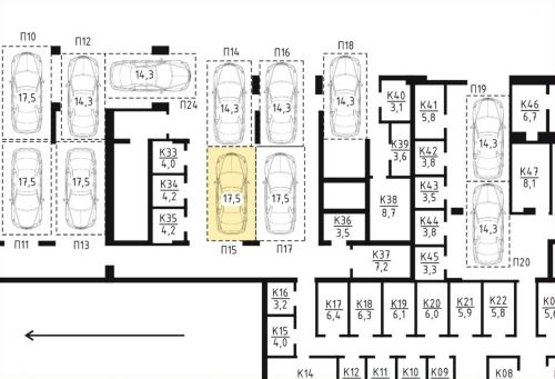 Машиноместа, 17.5 м²