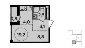 1-комнатная квартира 19,2 м²