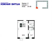 1-комнатная квартира 27,9 м²