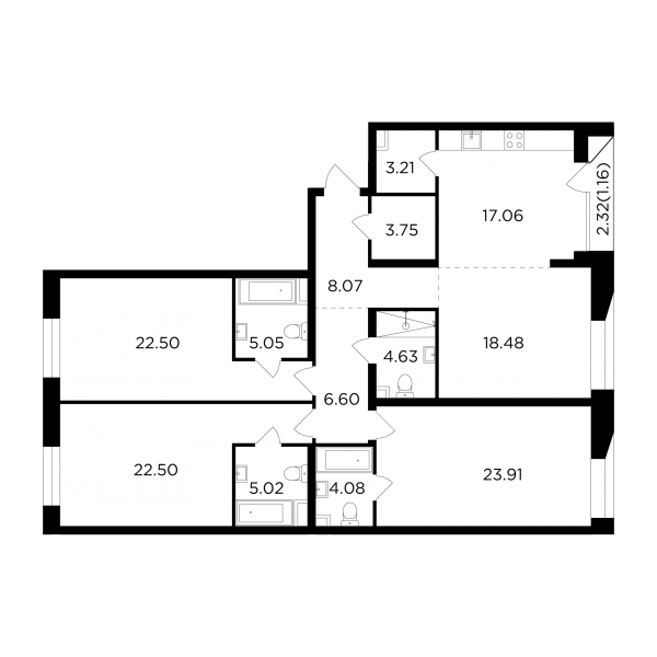 4 комнаты до 146.02
