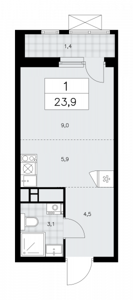 1 комната до 23.9