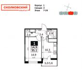 1-комнатная квартира 35,1 м²