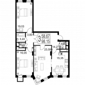 3-комнатная квартира 98,15 м²