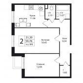 2-комнатная квартира 59,76 м²