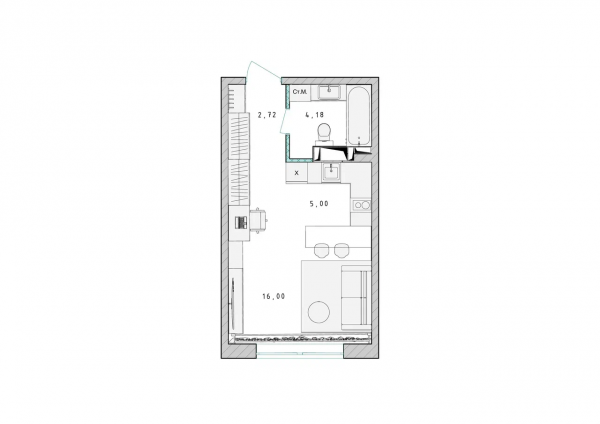 Студия, 28 м²