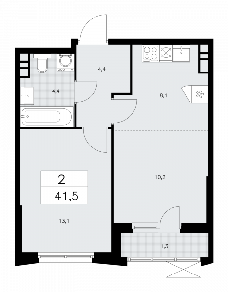 2 комнаты до 41.4