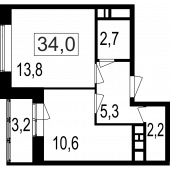 2-комнатная квартира 34,6 м²