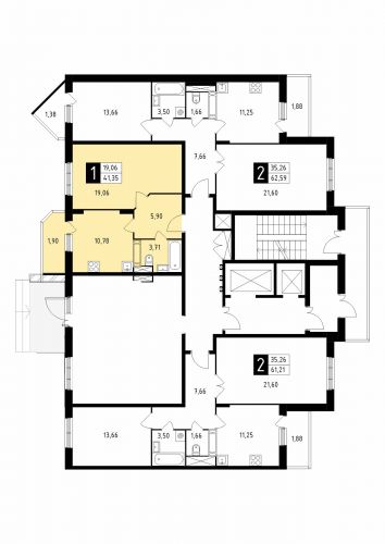 1-комнатная, квартира, 41.35 м²