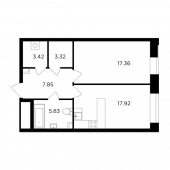 1-комнатная квартира 55,7 м²