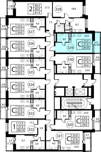 Студия, 29.05 м²