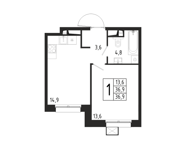 1 комната до 36.9