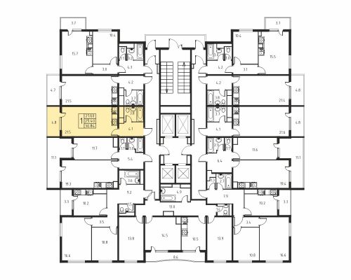 1-комнатная, квартира, 29.4 м²