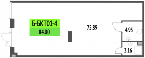 Студия, 84 м²