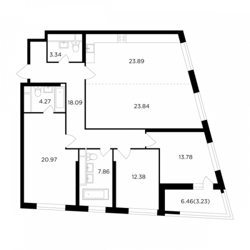 Многокомнатная, 131.65 м²