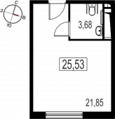 1-комнатная квартира 25.53 м²