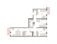 3-комнатная квартира 84,75 м²