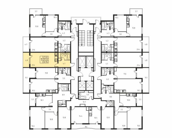 1-комнатная, квартира, 29.5 м²