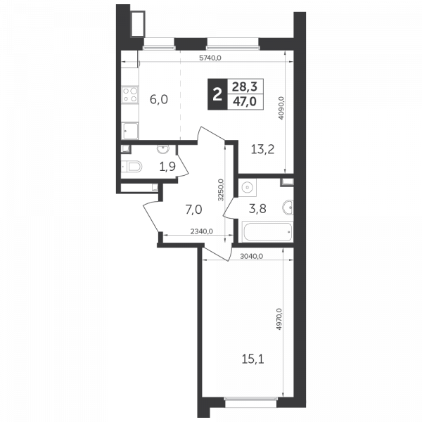 2 комнаты до 47