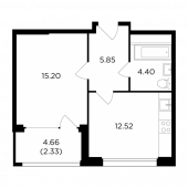 1-комнатная квартира 40,3 м²