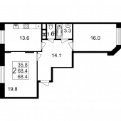 2-комнатная квартира 68,4 м²