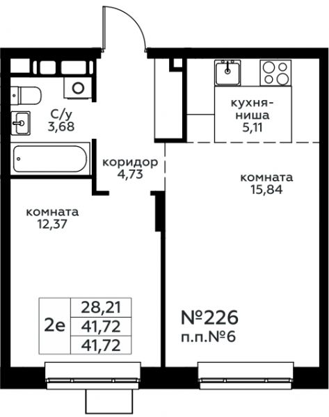 2 комнаты до 41.73