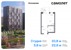 1-комнатная квартира 22,6 м²