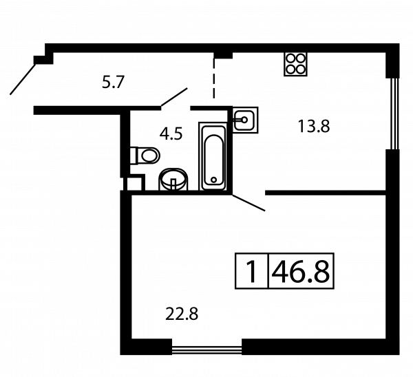 1 комната до 46.8