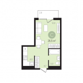 1-комнатная квартира 26,5 м²