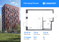 1-комнатная квартира 24,8 м²