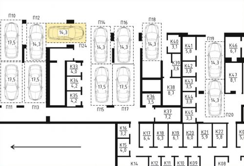 Машиноместа, 14.3 м²