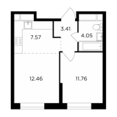 2-комнатная квартира 39,25 м²