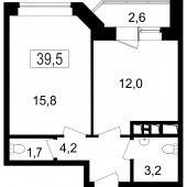 2-комнатная квартира 36,9 м²