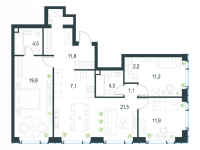 Многокомнатная, 95.4 м²