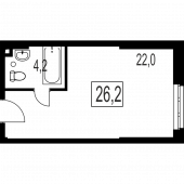 1-комнатная квартира 26,2 м²