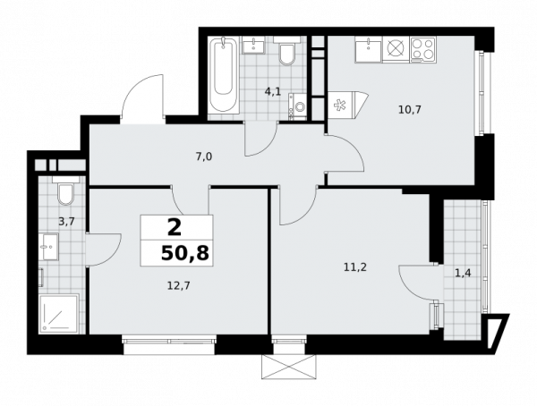 2 комнаты до 50.8