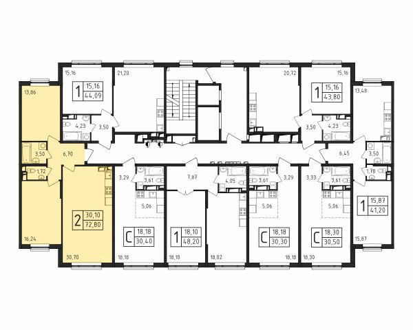 2 комнаты до 72.8