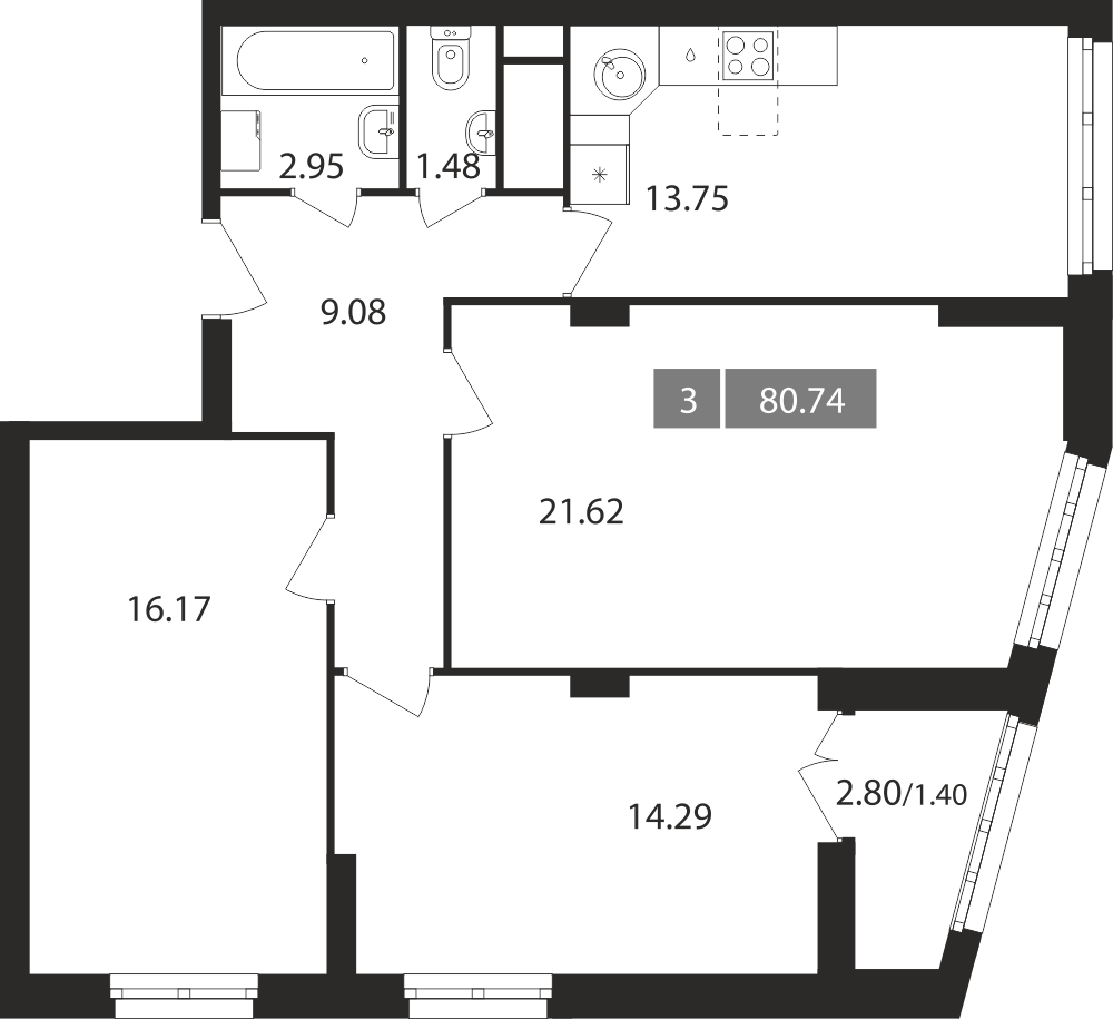 ЖК «Планерный квартал»: квартира № 126 в корпусе 4.1 в секции 1