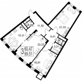 3-комнатная квартира 99,51 м²