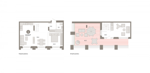 1-комнатная, квартира, 113.6 м²